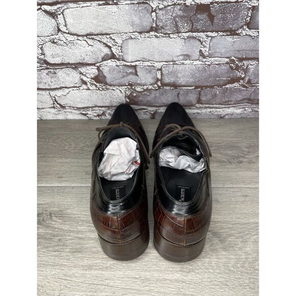 Cesare Paciotti Designer Brown Black Croc Leather Lace Dress Shoes Men 9.5C US - Picture 6 of 16